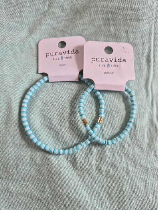 Pura Vida Jewelry - NWT Pura Vida Turquoise and White Bracelet & Anklet Set